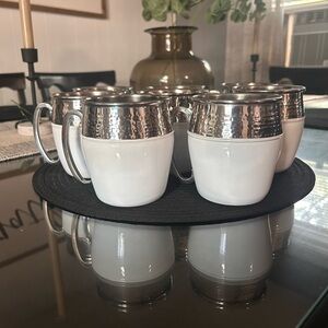 Set of 8 White and Silver Moscow Mule Mugs